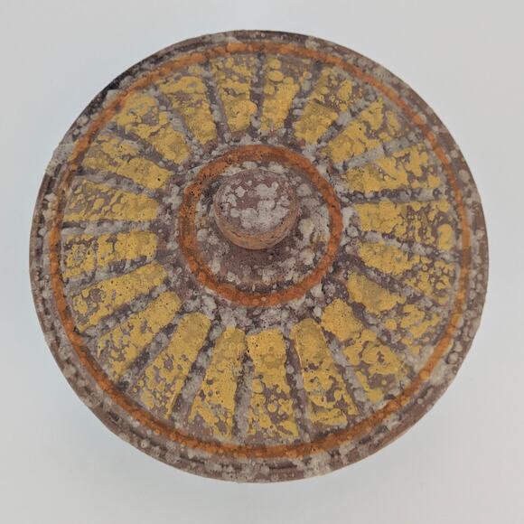 Italian Pedestal Lidded Ceramic Dish Bitossi Pottery Covered Bowl Lava Glaze MCM - Picture 4 of 9